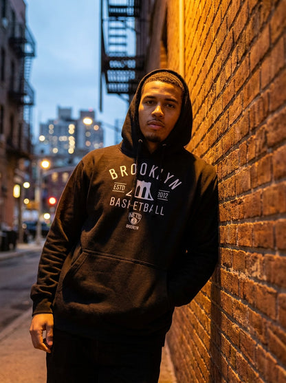 Brooklyn Nets Black Hoodie – NBA Basketball Logo Pullover Sweatshirt