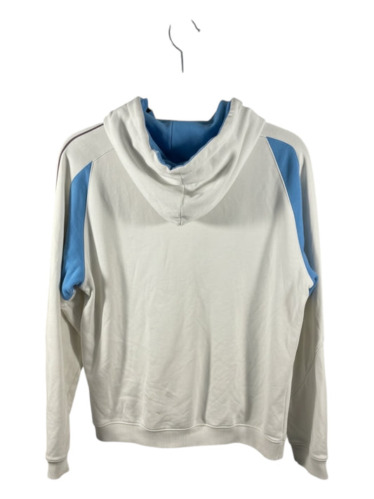 Nike Vintage Colour-Block Hoodie – White & Blue Swoosh Pullover (Pre-Loved)