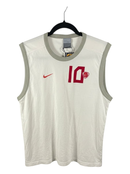 Vintage - Nike Basketball Sleeveless Training Vest #10 – Off-White / Red - Size Large