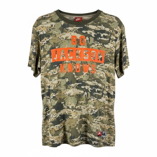 Nike “Bo Jackson Knows” Camo T-Shirt – Green Digital Camouflage Tee (Pre-Loved)