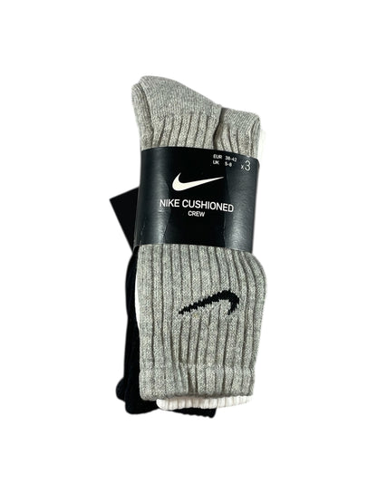 Nike Cushioned Crew Socks – 3 Pack (Grey / Black / White)