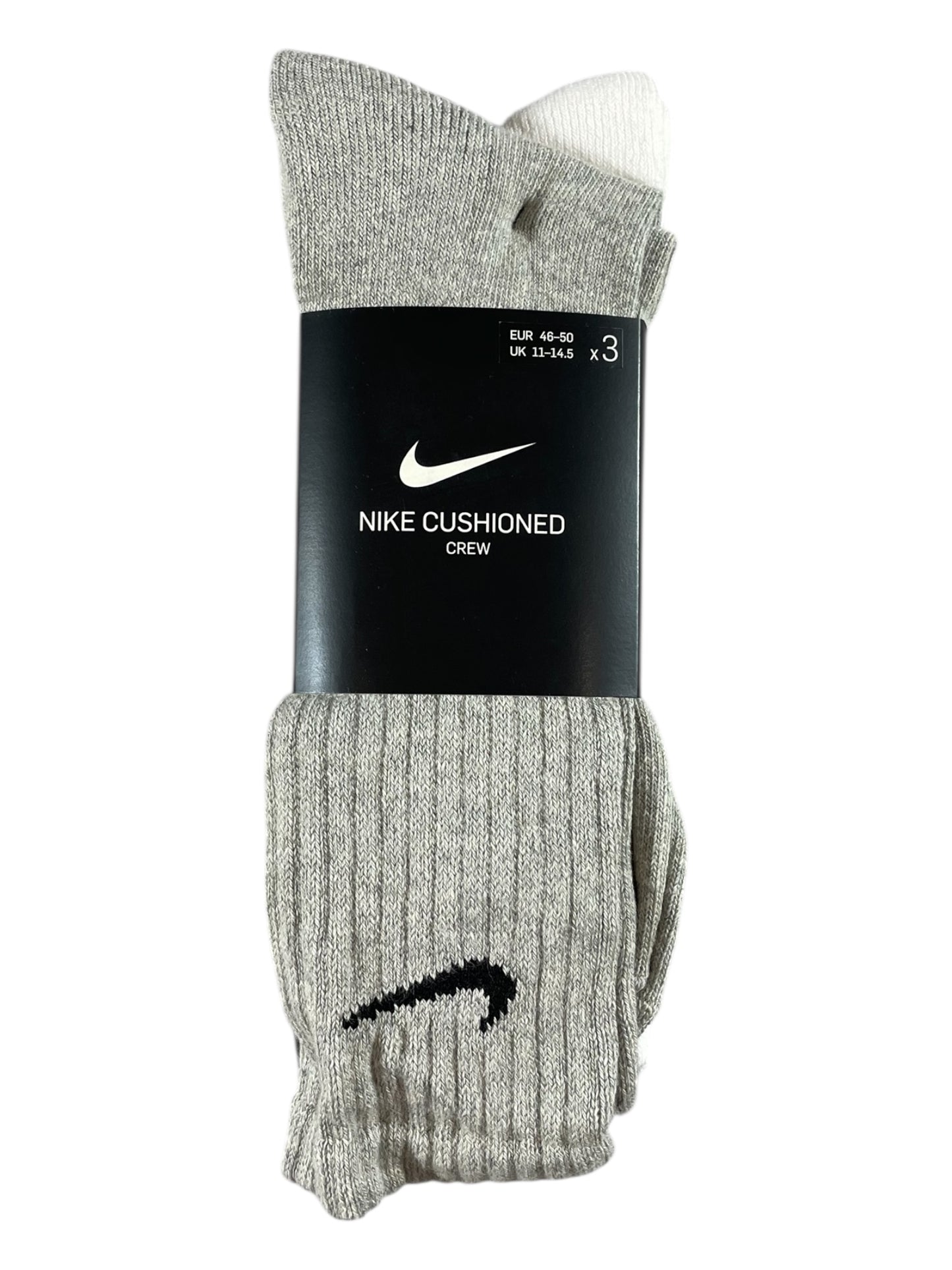 Nike Cushioned Crew Socks – 3 Pack (Grey / Black / White)