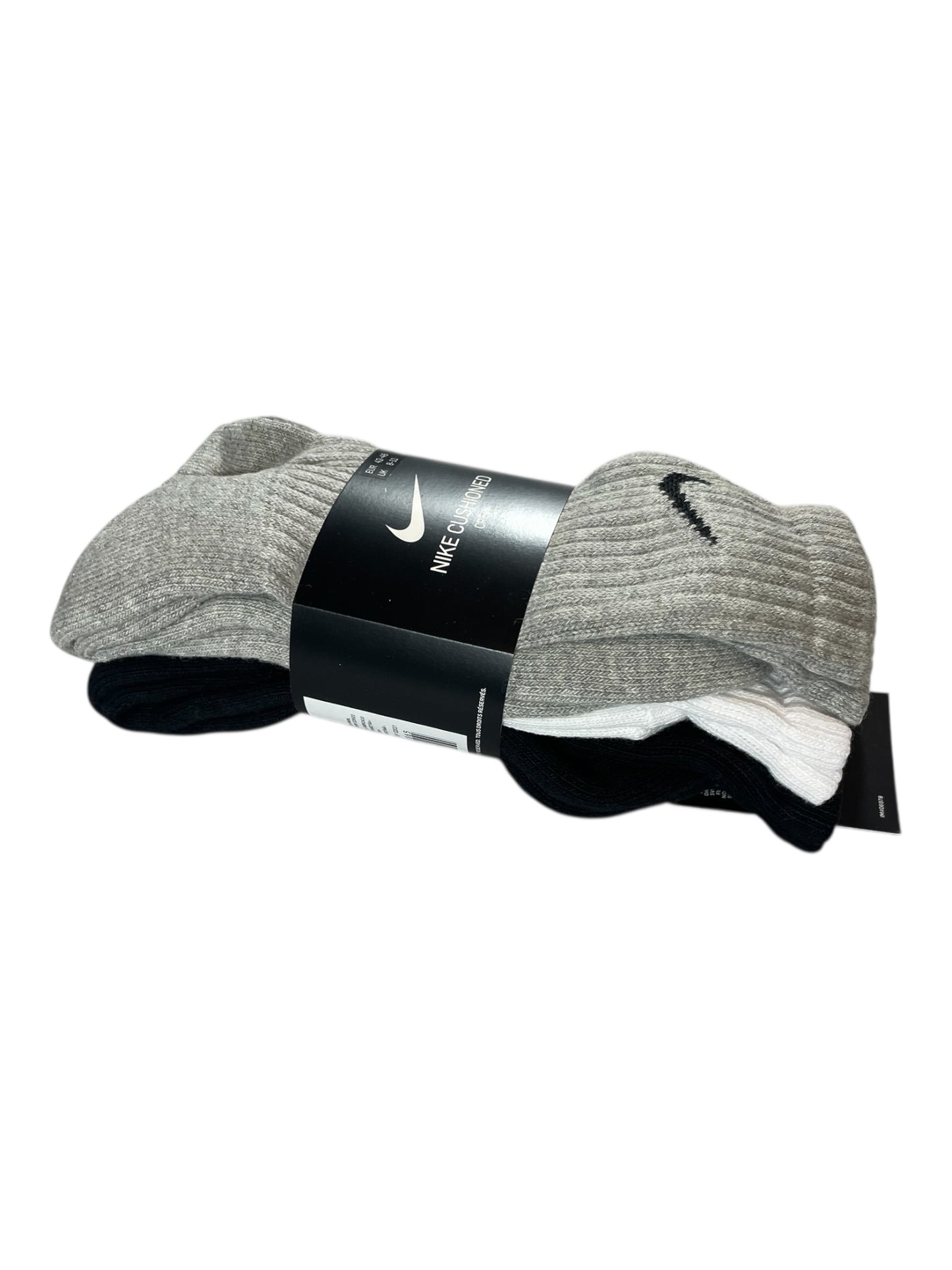 Nike Cushioned Crew Socks – 3 Pack (Grey / Black / White)
