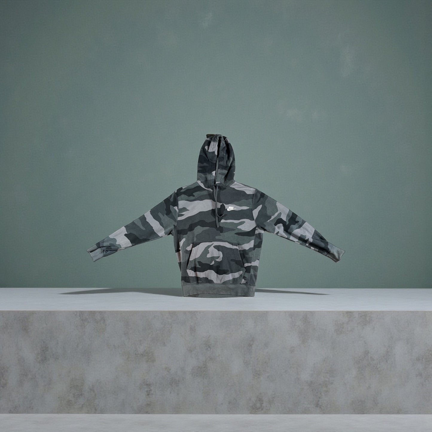 Vintage - Nike Camo Hoodie – Grey Camouflage – Men’s Small