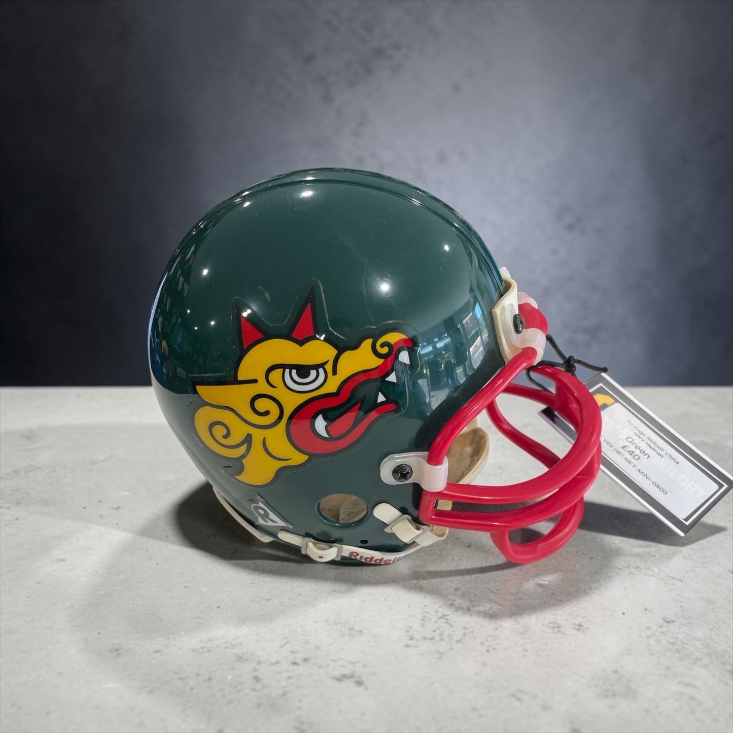 Vintage Riddell VSR4 Mini Football Helmet – Green Dragon Design