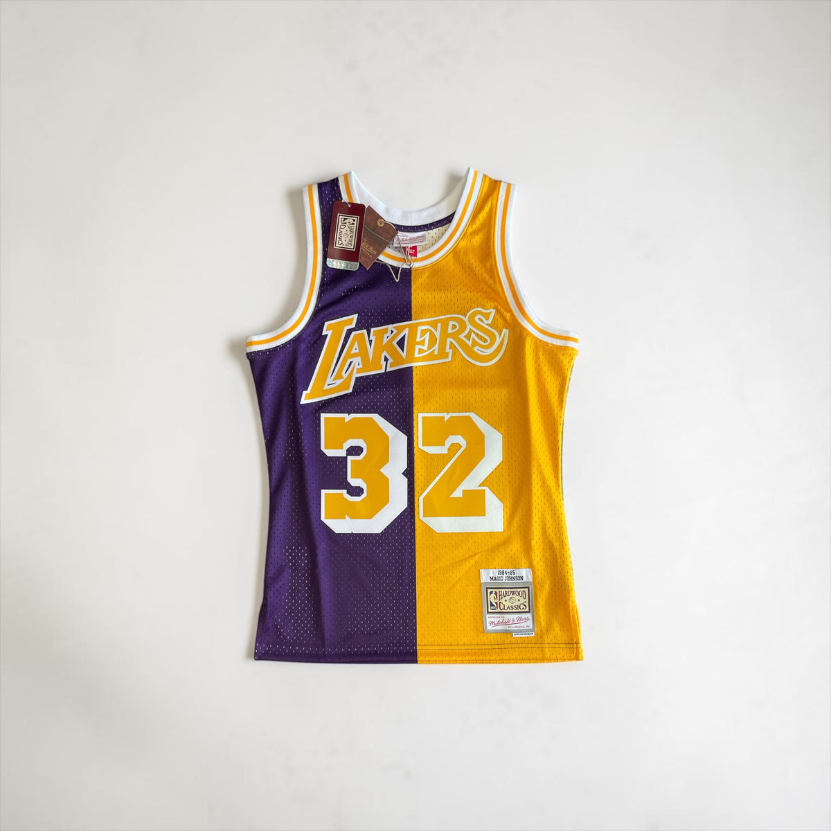 Mitchell & Ness Magic Johnson #32 Lakers Split Swingman Jersey – Small