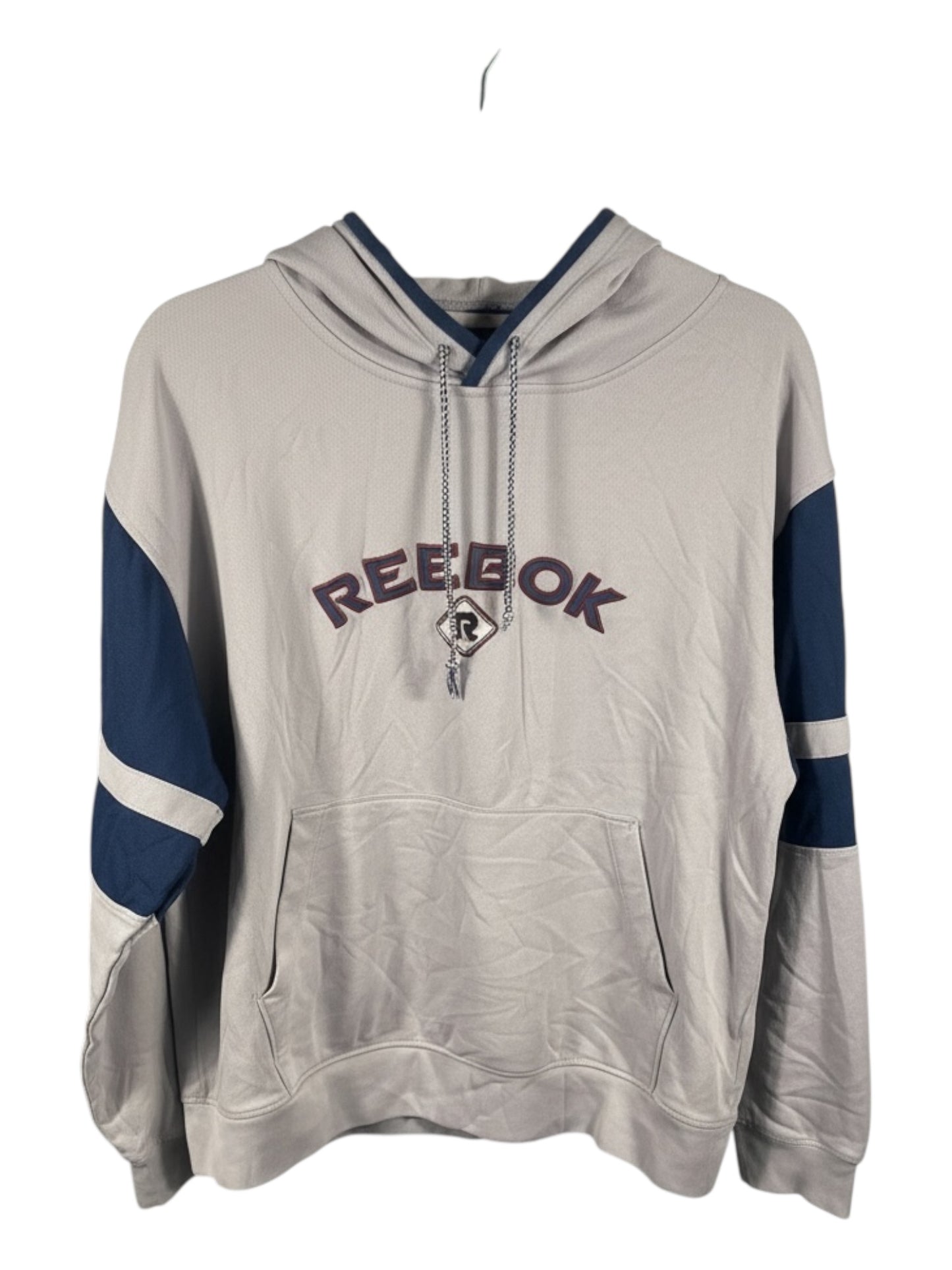 Vintage Reebok Grey &amp; Navy Pullover Hoodie – Pre-Loved Sportswear
