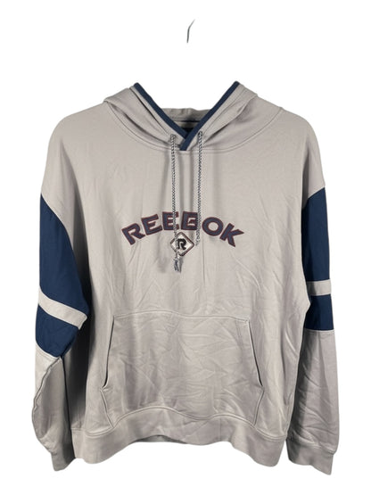 Vintage Reebok Grey &amp; Navy Pullover Hoodie – Pre-Loved Sportswear