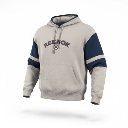 Vintage Reebok Grey &amp; Navy Pullover Hoodie – Pre-Loved Sportswear