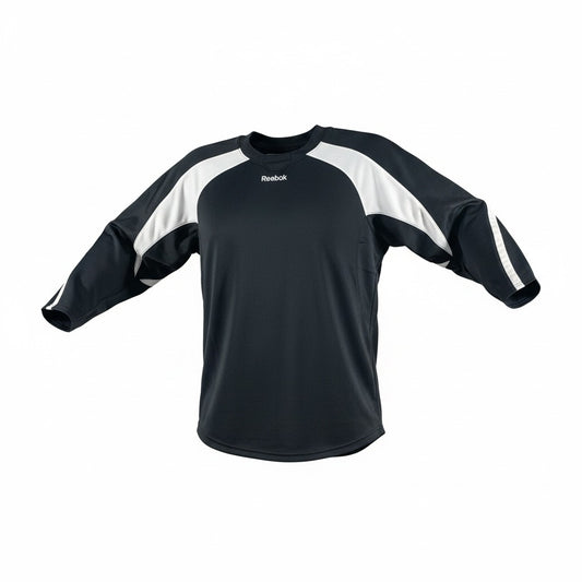 Vintage - Reebok Long-Sleeve Training / Hockey Practice Top – Black & White (Youth L/XL)