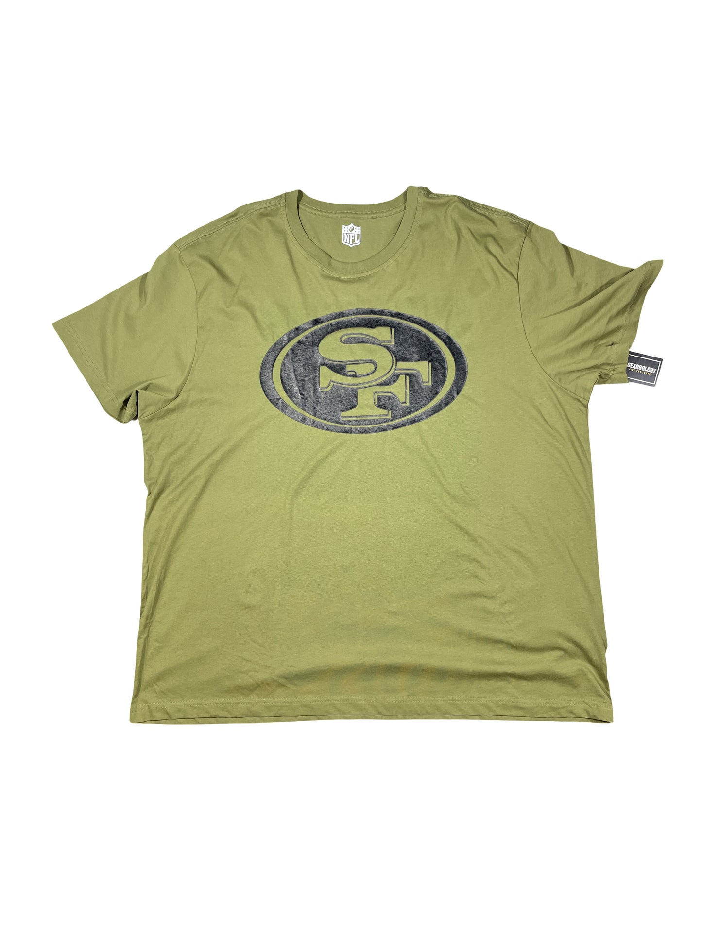 San Francisco 49ers Distressed Logo T-Shirt – Olive Green – Official NFL – New