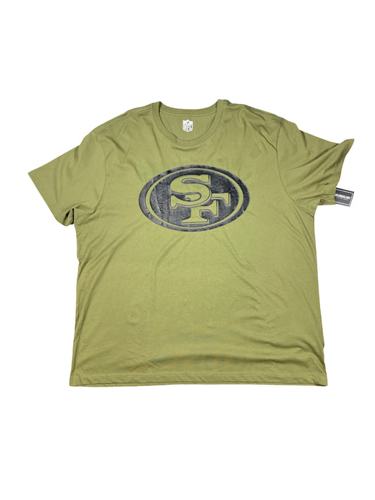 San Francisco 49ers Distressed Logo T-Shirt – Olive Green – Official NFL – New