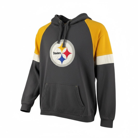 Vintage - Pittsburgh Steelers NFL Pullover Hoodie – Black & Gold Colour Block