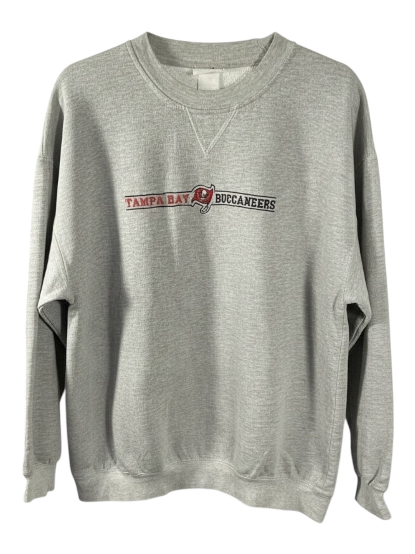 Vintage Tampa Bay Buccaneers Embroidered Spell-Out Sweatshirt - Grey - 90's Era