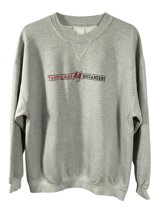 Vintage Tampa Bay Buccaneers Embroidered Spell-Out Sweatshirt - Grey - 90's Era