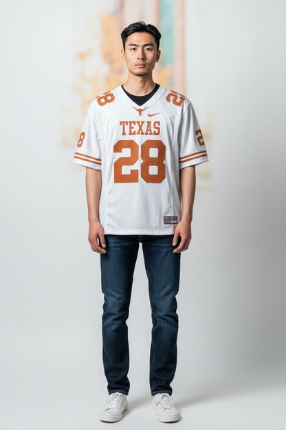 Texas Longhorns #28 Football Jersey Nike – NCAA College Football Jersey White – Men’s Small