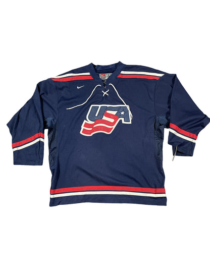 Vintage Nike Team USA 2002 Olympic IIHF Hockey Jersey - Navy - Men’s L