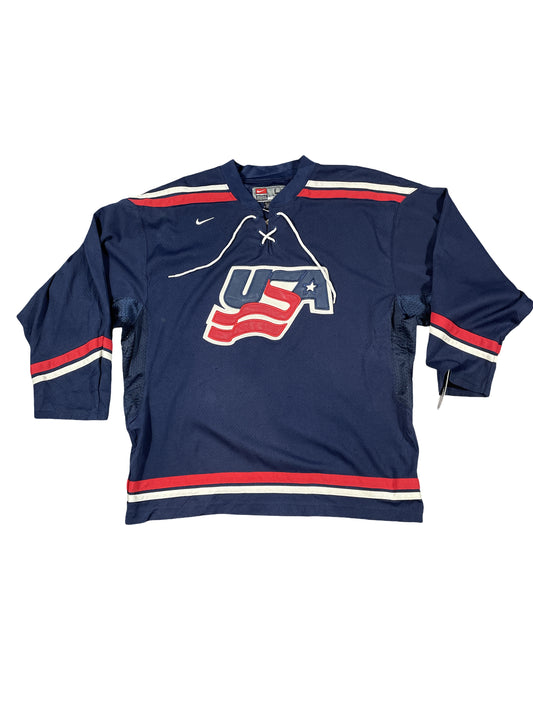 Vintage Nike Team USA 2002 Olympic IIHF Hockey Jersey - Navy - Men’s L