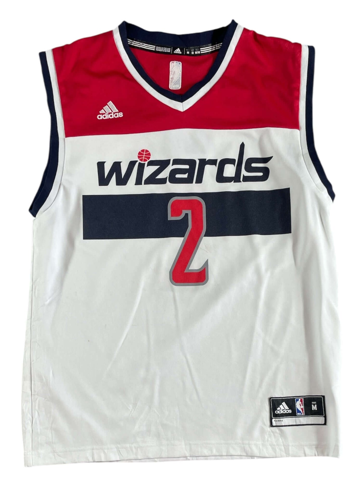 John Wall Washington Wizards NBA Jersey – White – Pre-Loved featuring the number 2 and Adidas branding.