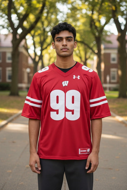 J.J. Watt Wisconsin Badgers #99 Football Jersey – Under Armour NCAA College Jersey Red – Men’s Medium