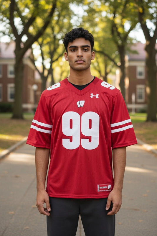 J.J. Watt Wisconsin Badgers #99 Football Jersey – Under Armour NCAA College Jersey Red – Men’s Medium