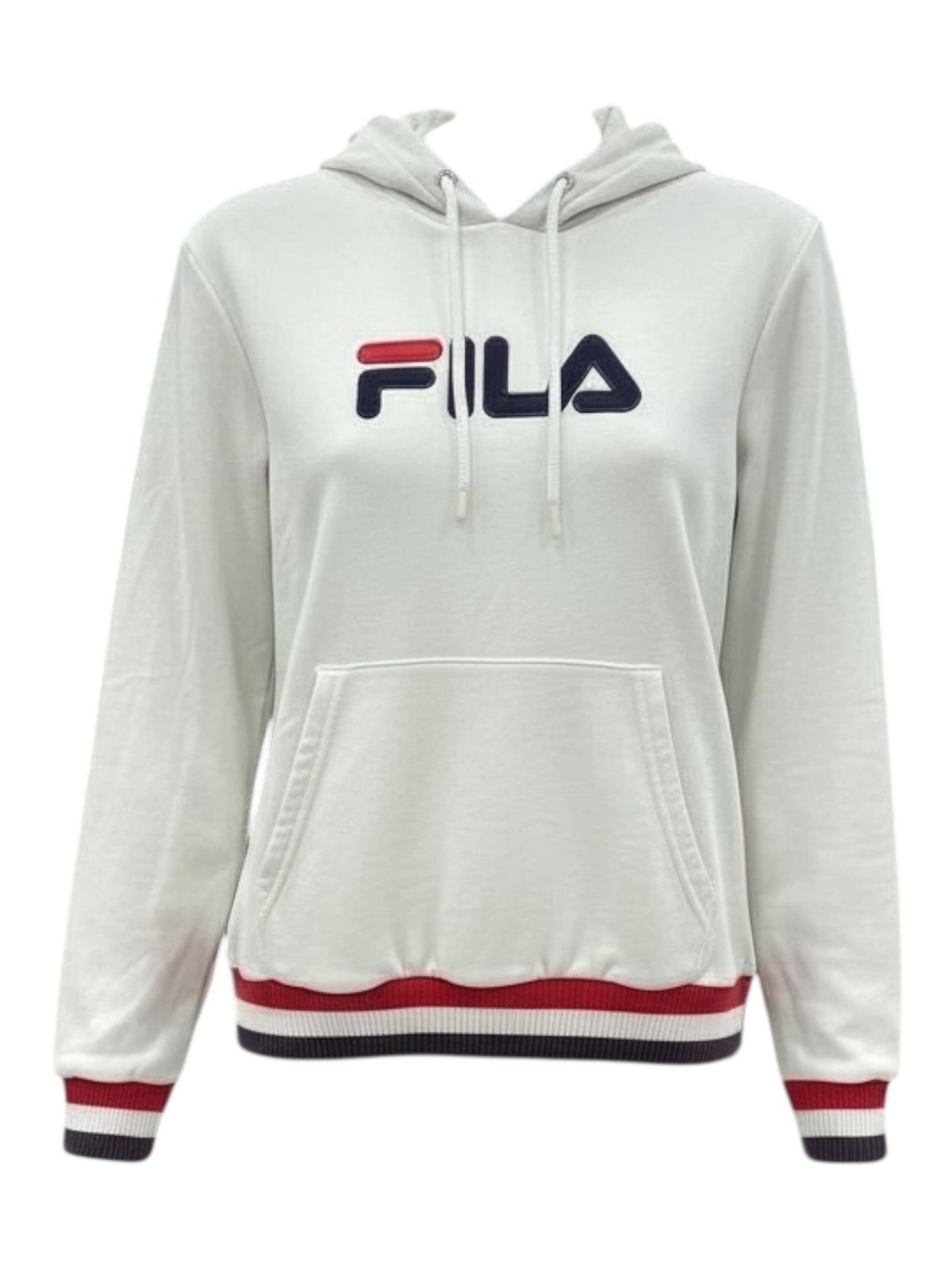 Vintage Fila Women's Embroidered Spell-Out Hoodie - White - XS - 90's