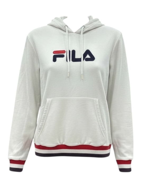 Vintage Fila Women's Embroidered Spell-Out Hoodie - White - XS - 90's