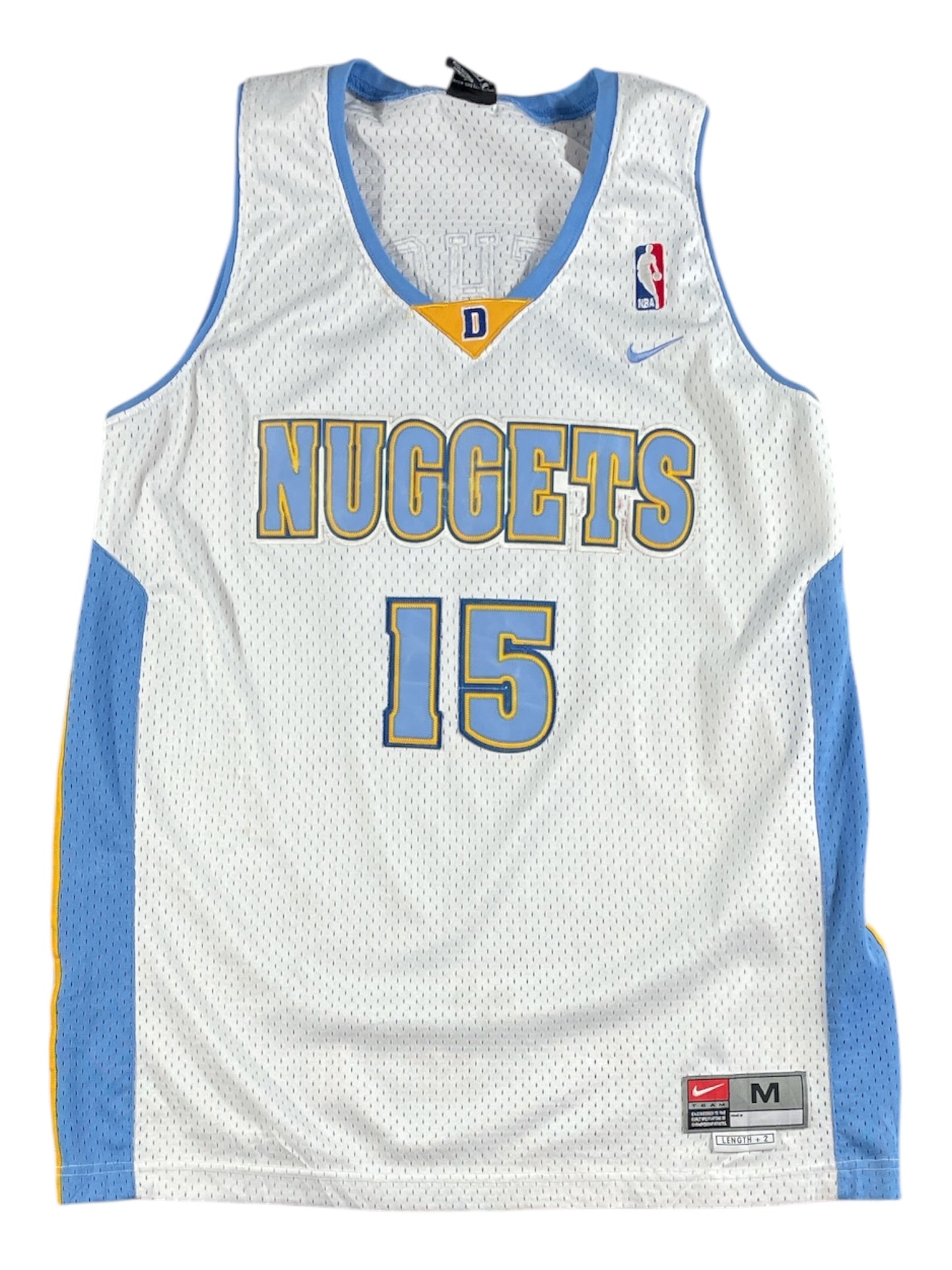 Vintage - Carmelo Anthony #15 Denver Nuggets Nike Jersey – White/Blue NBA – Men’s Medium (+2 Length)