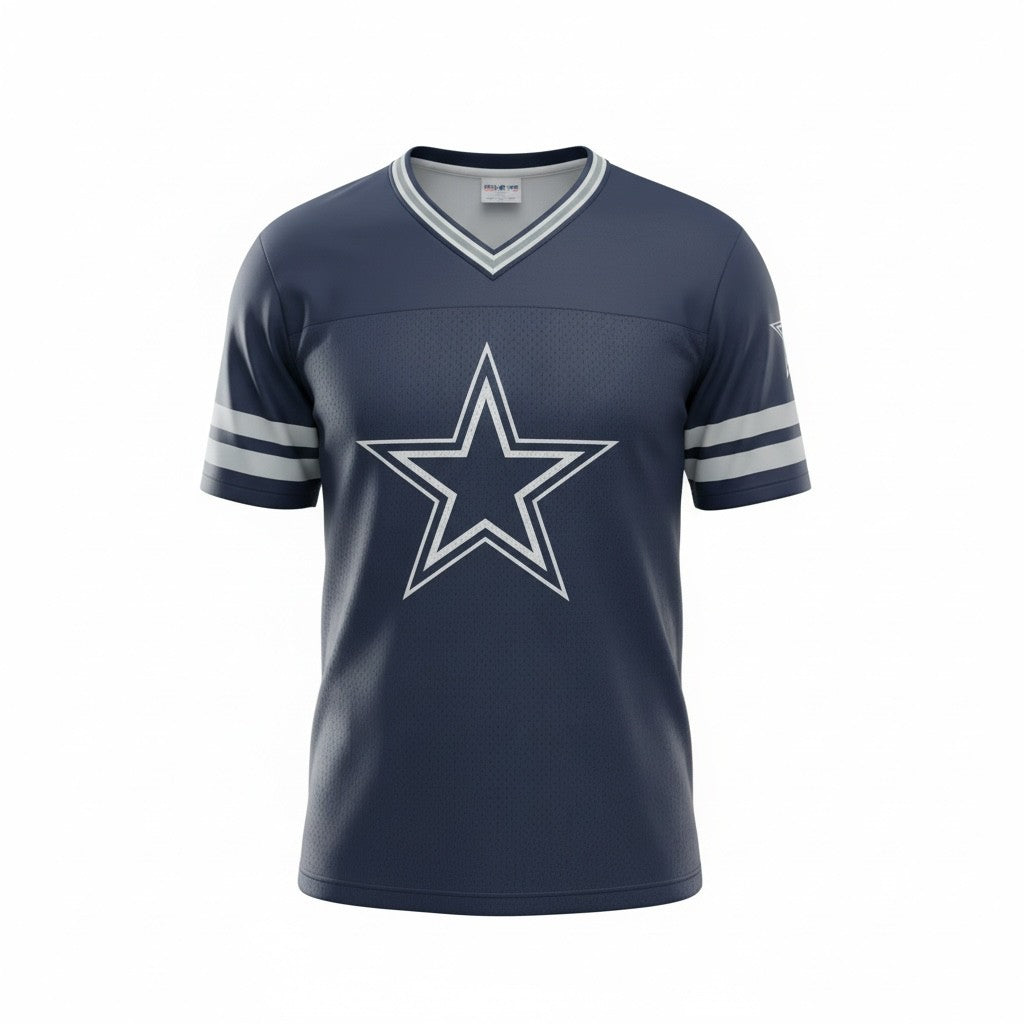 Dallas Cowboys Navy Mesh Tee – Vintage Style NFL Fan Top - Size Small
