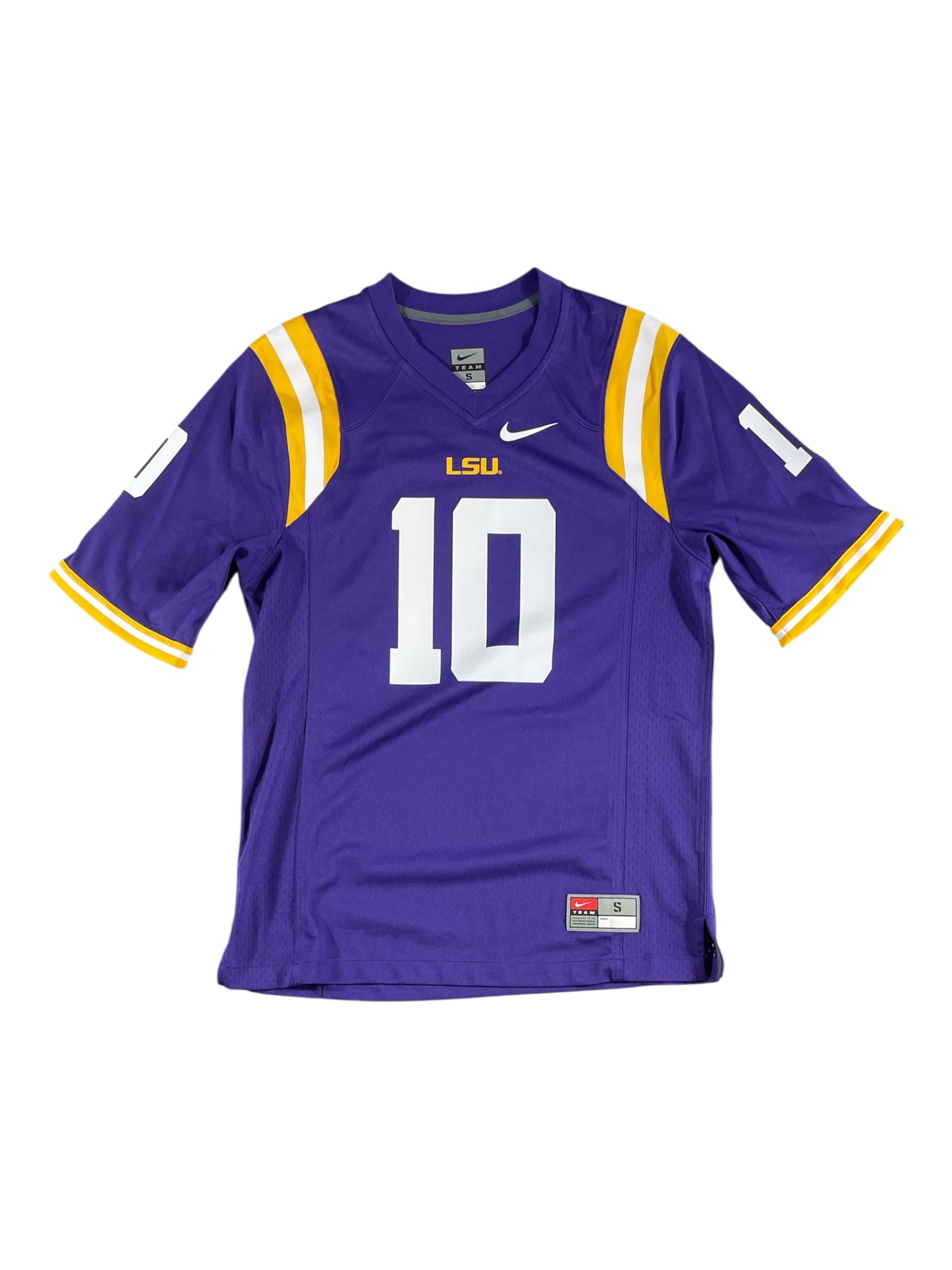 LSU Tigers #10 Football Jersey Nike – Purple NCAA College Football Jersey Men’s Small