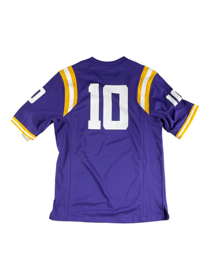LSU Tigers #10 Football Jersey Nike – Purple NCAA College Football Jersey Men’s Small