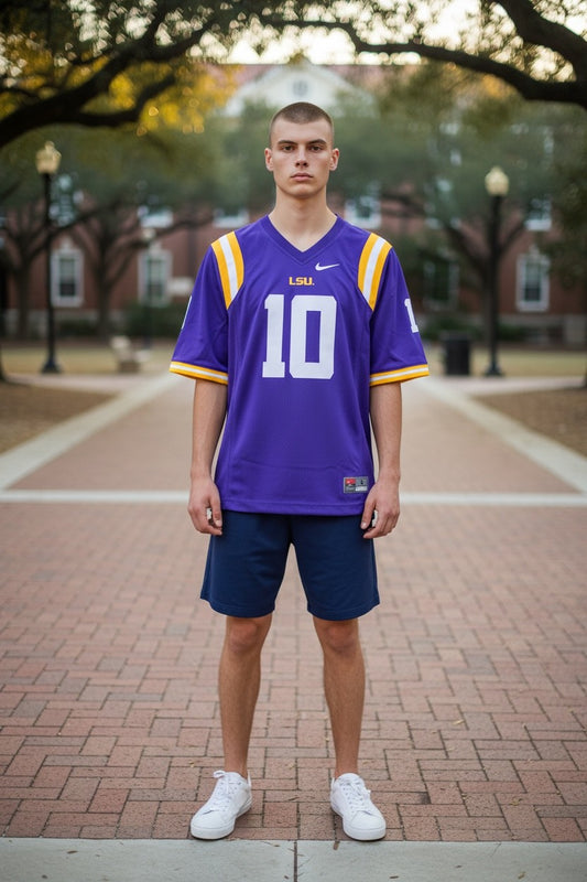 LSU Tigers #10 Football Jersey Nike – Purple NCAA College Football Jersey Men’s Small