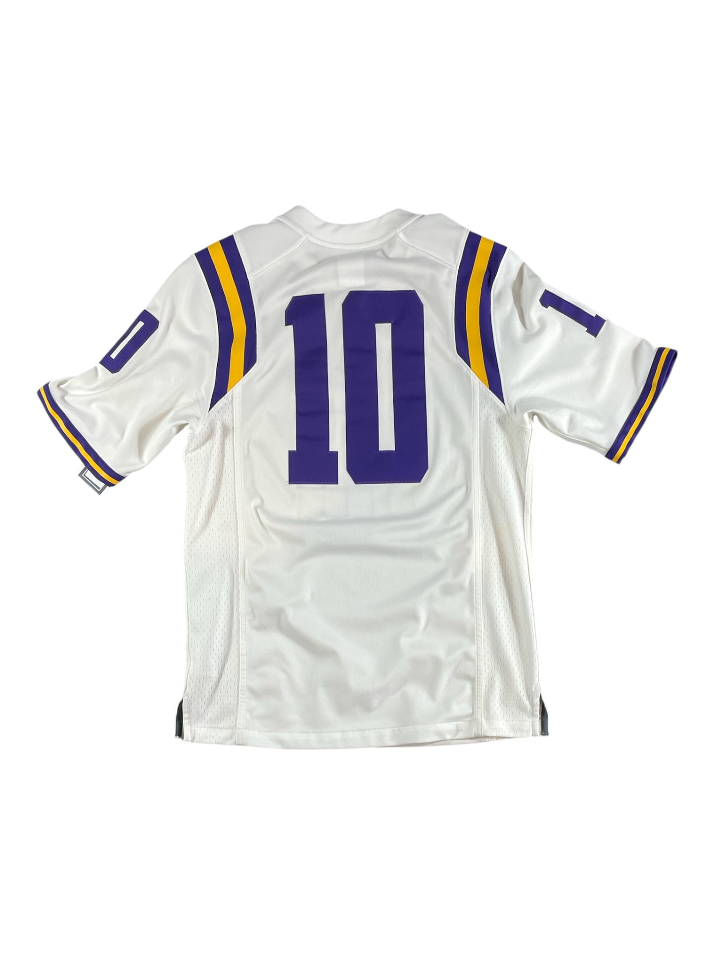 LSU Tigers #10 Football Jersey – Nike NCAA College Football Jersey White – Men’s Small
